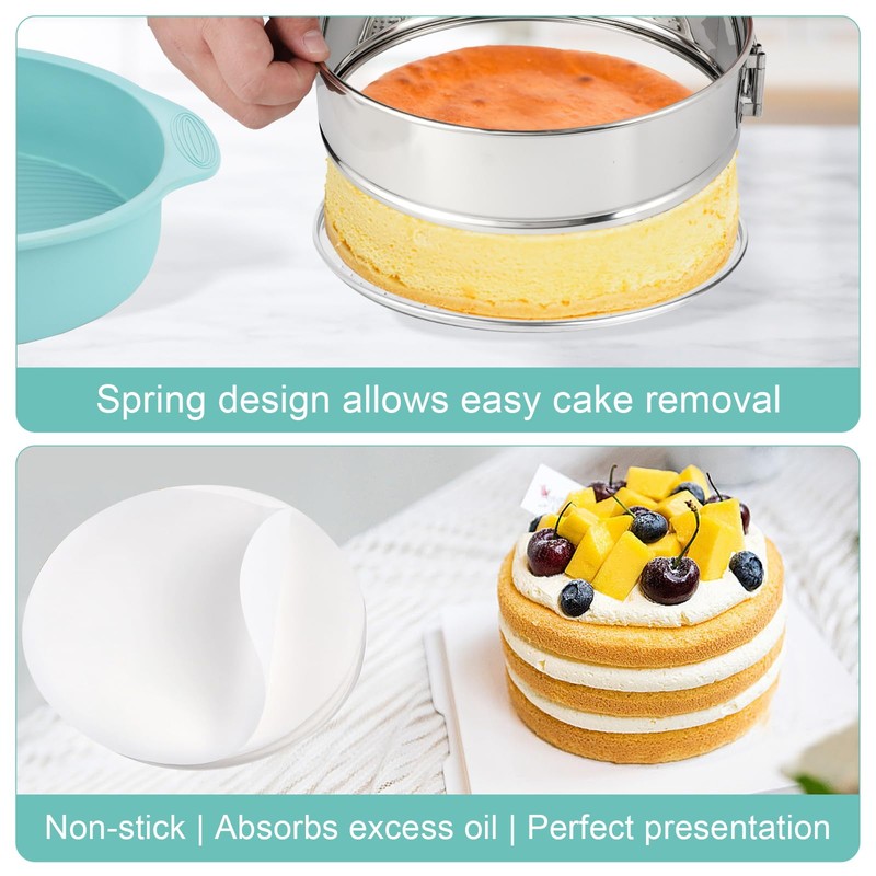 Spmarkt 10-inch Stainless Steel Springform Pan with Silicone Protector, Removable