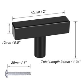 Drenky Furniture Knobs Black, 4 Pieces Cabinet Knobs Stainless Steel with Screw Vintage Cabinet Handles for Drawer, Dresser, Furniture, Kitchen, Home Decoration