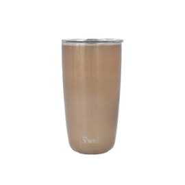 S'well Tumbler with Lid, 530ml, Pyrite, Vacuum-Insulated Travel Cup with Pop-On Lid, for Hot and Cold Beverages, On-the-Go up to 12h Cold/4h Hot
