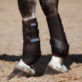 Masta Air-Flux Support Horse Boots - Schooling Training Neoprene Wrap Boot with 3D AirMesh for Horses - Soft & Comfort Extremely Lightweight Legs Protectors - Set of 2 - Brown, Size Full