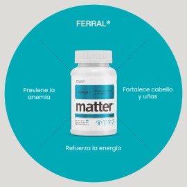YOU MATTER - Ferral Bisglicinato Ferroso con Vitamina C, Suplemento de Hierro de Alta Absorción, Cápsulas Veganas - 60 Cápsulas