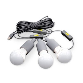 4Patriots 3-Strand LED Light String, 3-Bulb String Lights, 40-Watt Equivalent Bulbs, 45 Feet of Total Cords, USB Corded, Energy Efficient & Safe, for Camping, Patios, Late Night Events Or Emergencies