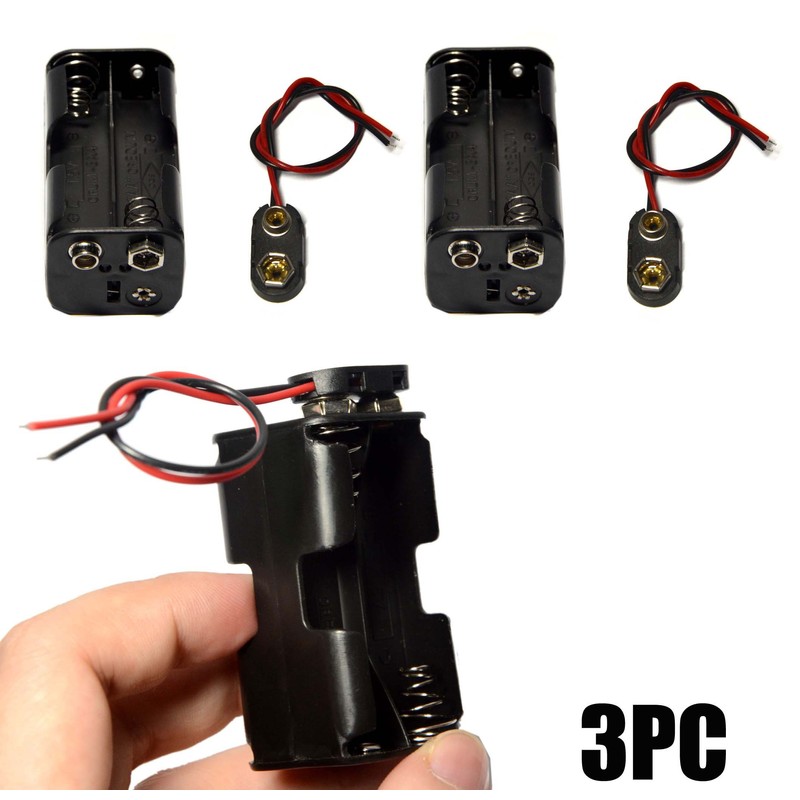 LAMPVPATH 3 Pcs 4 x 1.5V (6V) AA Battery Holder