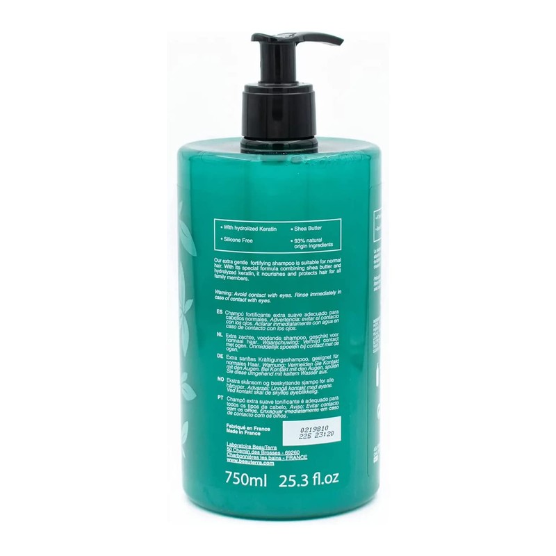 BeauTerra Shampoo Fortificante Extra Suave con hidrolizado de queratina. Shampoo