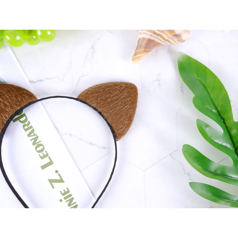 Bonnie Z. Leonardo Brown Ears Headband Cat Ears Headband Furry