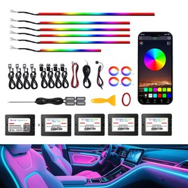 Tira de luces LED RGB para interior 22 en 1 con aplicación inalámbrica, 16 millones de luces interiores de coche Dreamcolor acrílico iluminación ambiental 600 luces LED de sincronización de música