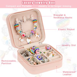 Hysagtek Bracelet Making Kit for Girls, Charm Bracelet Kit, 66 Pcs DIY Beads Jewelry Making Kit, Birthday Christmas Gifts Bracelet Making kit Arts Crafts with Portable Box for Girls 8-12