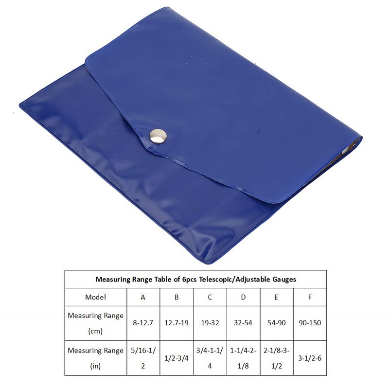 YUMILI Telescopic Gauge Set, 6pcs Telescopic Gauge Adjustable Inner Diameter