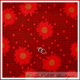 FreeSpirit BonEful Fabric FQ Cotton Quilt VTG Red Brown Dot Daisy Flower Stripe Modern Farm