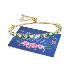 YADOCA Women's Bracelet Gold Silver Multicoloured Zirconia Crystal Tennis Bracelet for Women Birthday Mother's Day Christmas Gift for Mum Friend Daughter Jewellery Women