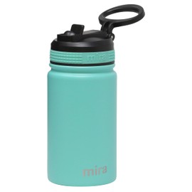 MIRA Botella de agua de acero inoxidable de 12 onzas – termo de metal que mantiene frío durante 24 horas, caliente durante 12 horas, boca ancha y doble pared aislada al aspiradora, tapa de paja sin BPA, color verde azulado