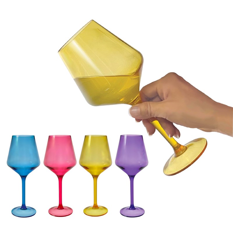 Lily's Home Acrylic Wine Glasses with Stems. Set of 4