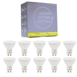 Moonstone Lighting® LED GU10 Warm White 5W LED Lamps 338lmns Non-Dimmable - 2 Year Free Replacement Guarantee (10 Pack)