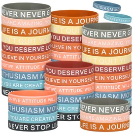 Sumind 60 Pieces Motivational Quote Rubber Wristbands Colored Inspirational Silicone Bracelets Stretch Unisex Wristbands for Women Men Gifts, 20 Styles (Mixed Colors)