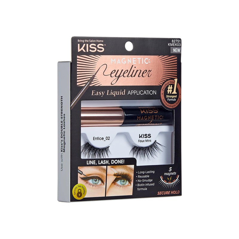 KISS Magnetic False Eyelashes and Eyeliner, ‘Entice’, 12mm, Easy to