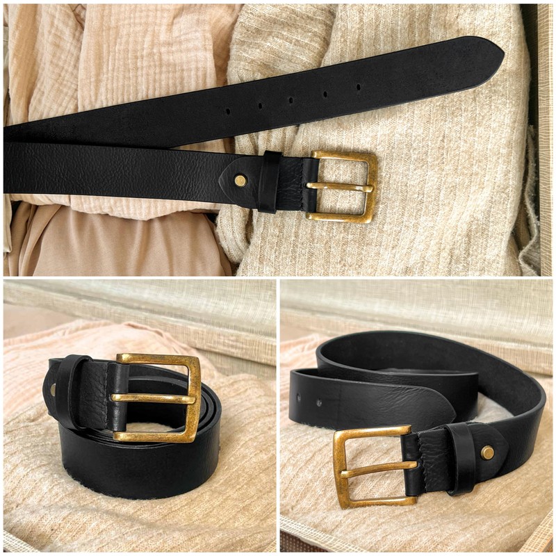 Gusti Leather Belt - Jori Simple Leather Belt with Golden