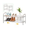 SKIKEN 2-Tier Expandable Shoe Rack - 100% Stainless Steel,4-Rod Extendable