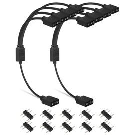 upHere 1-to-4 ARGB Splitter Cable, ARGB Cable, 5V 3 Pin Addressable RGB Extension Cable ARGB LED Sync Cable for Computer Chassis CPU Cooler and 5V ARGB Fan (2 Pack)