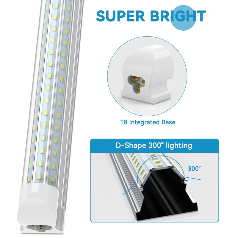 SHOPLED 6FT LED Shop Light, D-Shape 72W 9360LM 6000K Cool