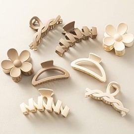 8PCS Hair Clips for Women, Flower Claw Clips for Thick Hair, Non-Slip Hair Accessories with Multi-Styles, Neutral Colors Hair Claw Clips and Variety Pack, Ideal Gift for Girls