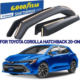 Goodyear Shatterproof in-Channel Window Deflectors for Toyota Corolla 2020-2025 Hatchback, Rain Guards, Window Visors for Cars, Vent Deflector, Car Accessories, 4 pcs - GY008039