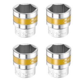 HARFINGTON 4pcs 1/2" Drive 6 Points Socket 34mm Metric Shallow Impact Socket CR-V Steel Flip Socket Spindle Axle Nut Impact Socket for Home Auto Hex Nuts Bolts Repair, Silver Yellow