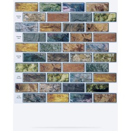 Art3d 10-Piece Peel & Stick Kitchen/Bathroom Backsplash Tiles, 12" X 12" Colorful Marble Tile Design