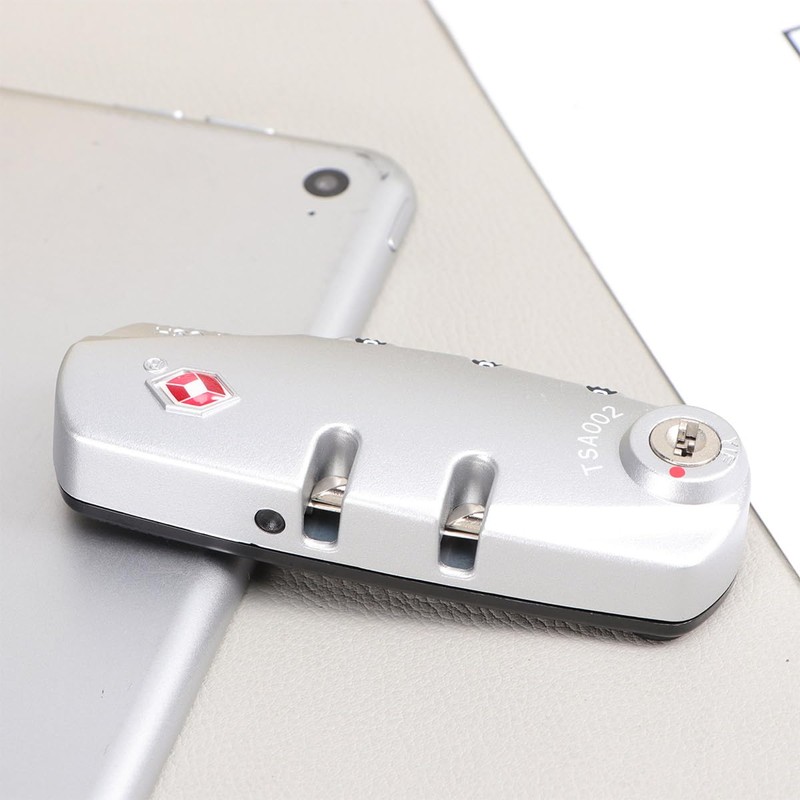 DEARMAMY Silver Tsa Combination Lock: 3-Digit Luggage Lock Integrated Customs