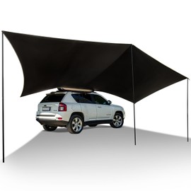 TIMBER RIDGE 19x9.8ft Retractable Vehicle Awning with Blackout Coating Roof Rack Pull-Out Sun Shade Overland Camping, Waterproof Sun Shelter for Car/Truck/Jeep/SUV/Van Grey