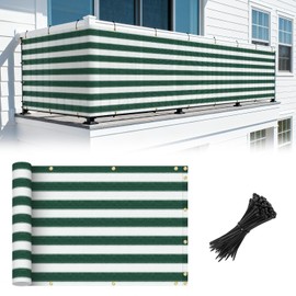 Goleray 3'x5' Green White Balcony Privacy Screen Fence Outdoor Patio Mesh Shade Net Cover, UV Protection Shade Cloth Temporary Fencing for Apartment Railing Porch Deck
