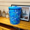 HOZUSO Hand Painted Metal Trash Can with Lid Recycling Canister