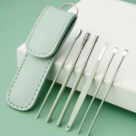 할인바이할인 1+1 귓밥순삭 귀이개 6종세트 전용파우치 포함 후비개 컬러3종 Discount by Discount 1+1 Ear Wax Remover Set of 6 with Custom Pouch, 3 Color Options