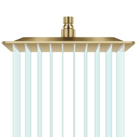 AULEEND Square Shower head, High Flow Stainless Steel Square Rainfall Shower Head, High Pressure Design Even at Low Water Flow (A04 Brushed Gold, 10 Inch)