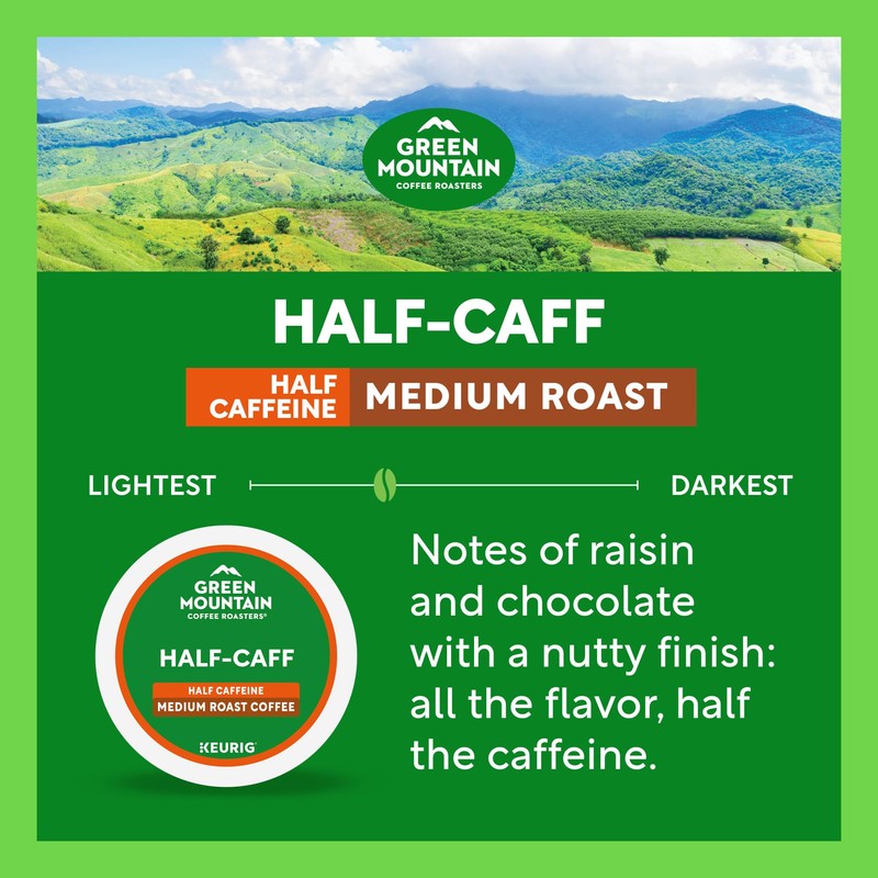 Green Mountain Coffee Roasters Half Caff, Keurig Single Serve K-Cup