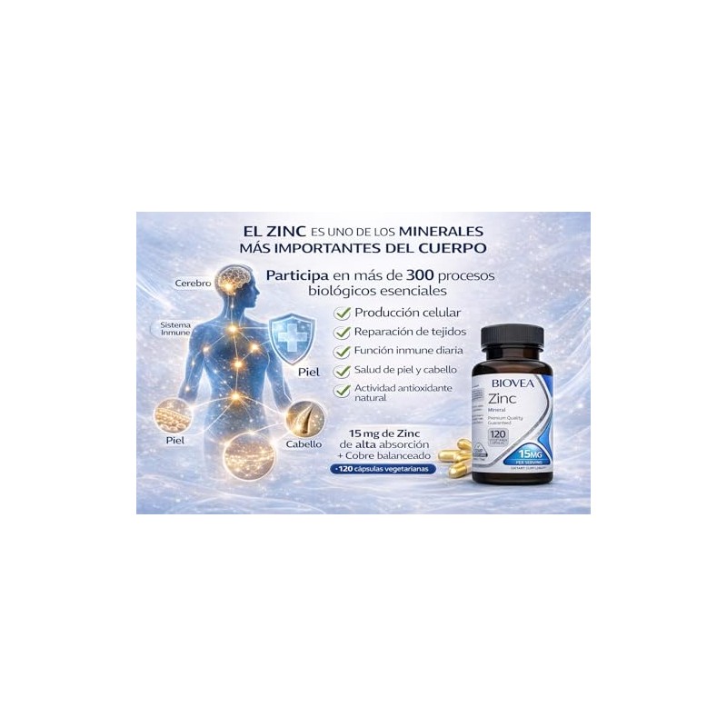 Biovea Zinc y Cobre 15mg de y 2mg de 120