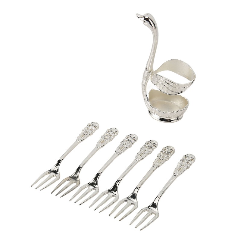Swan Base Holder Forks Set Aluminum Silver Fashion Rustproof Decorative