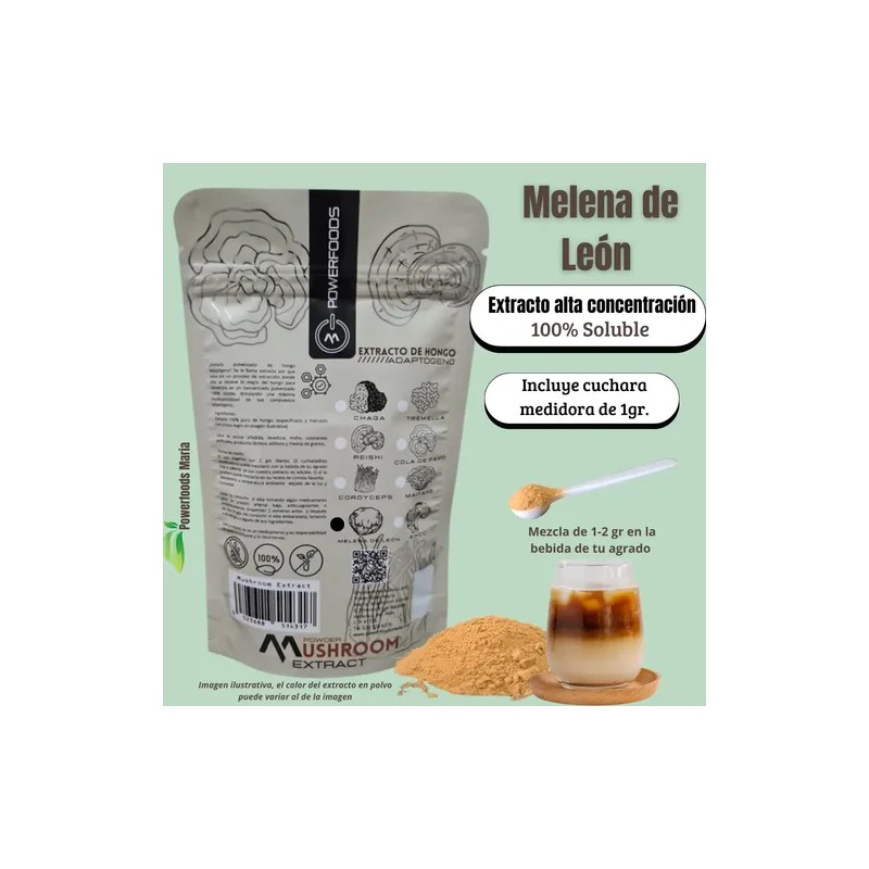 Hongo Adaptógeno Extracto Puro 100 Soluble Adaptogenic Mushroom Extract Powder,