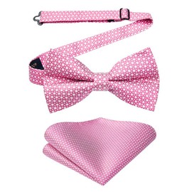 Enlision Men's Bow Tie with Pocket Square - Bow Ties for Men Wedding Pre-Tied Bow Suit Bow Tie and Handkerchief Set with Gift Box, Pink (pink 3)