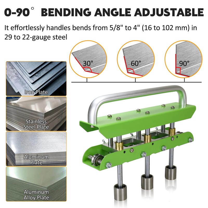 Three-Station Edge Roller Bender 0-90°Bending Angle Adjustable for 29 to
