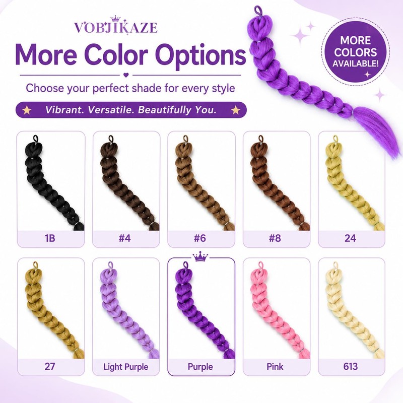 Purple Braiding Hair Ponytail Extensions with Elastic Tie 30Inch Braids