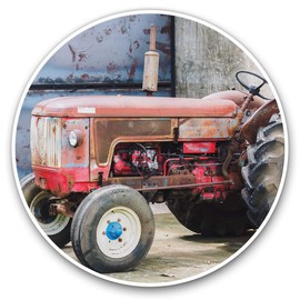 Vinyl Stickers (Set of 2) 7.5cm - Red Vintage Tractor Farming Agriculture Farm #24101