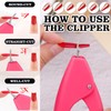Pink Adjustable Nail Clippers with Magnet Sizers for Acrylic Nails,