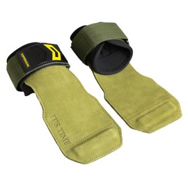 TOPPERGEAR Power Grip Genuine Leather Weightlifting Grips (Green, Medium)