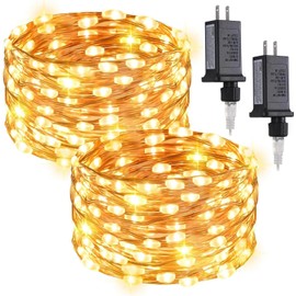 [2 Packs] String Lights Outdoor Waterproof, Mintlemon Total 66FT 200LED Plug in Fairy Lights, Copper Wire Firefly Lights Patio Light Christmas Lighting for Bedroom Backyard Porch Balcony Gazebo Garden