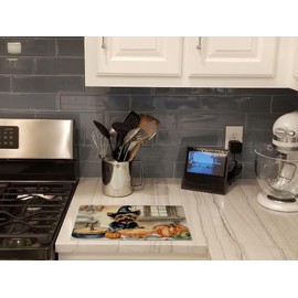 Caroline's Treasures DAC1826LCB Yorkie Fall Kitchen Pumpkins Glass Cutting Board Large Decorative Tempered Glass Kitchen Cutting and Serving Board Large Size Chopping Board