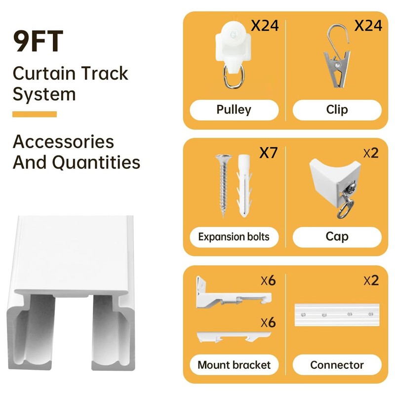 MaKefeile Curtain Tracks Ceiling Wall Mounted Heavy-Duty Curtains Rails Room
