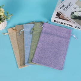 MIAO JIN 25PCS 4"x6" Burlap Bag With Satin Drawstring -Gift Bag For Wedding Party and DIY Craft (Mixed color)