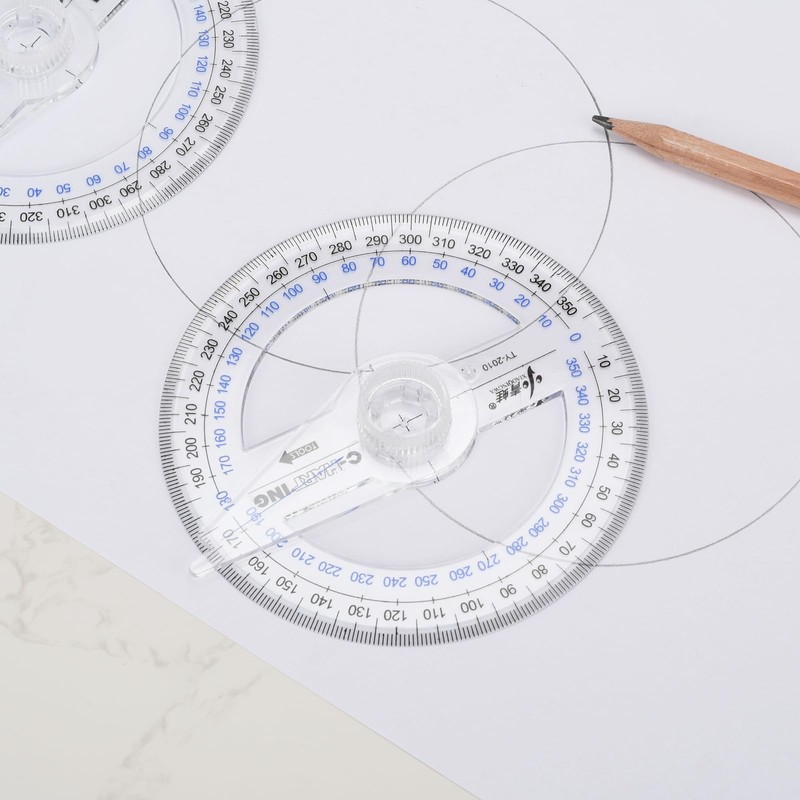 360° Protractor Set (20-Pack) – Clear Plastic Math Protractors for