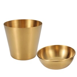 1Pc Stainless Steel French Fry Cup Snack Appetizer Cup Holder Charcuterie Cups Ice Cream Contanier Drinks Cup French Fries Cups with Sauce Bowl for Serving Chips, Onion Rings, Vegetables, Gold