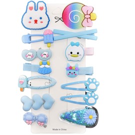 Hair clips for girls, 14 pack of hair accessories for girls. Hair clips, hair clips for girls, girls hair clips, kids hair accessories, girls hair accessories gift set. (blue)